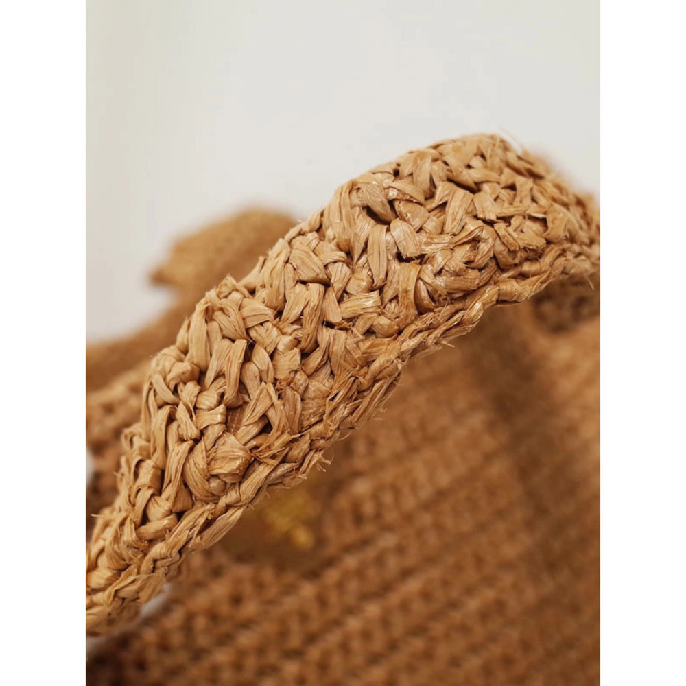 Prada Beige Raffia Tricot Tote Shoulder Bag Beige Tan - Picture 5 of 9